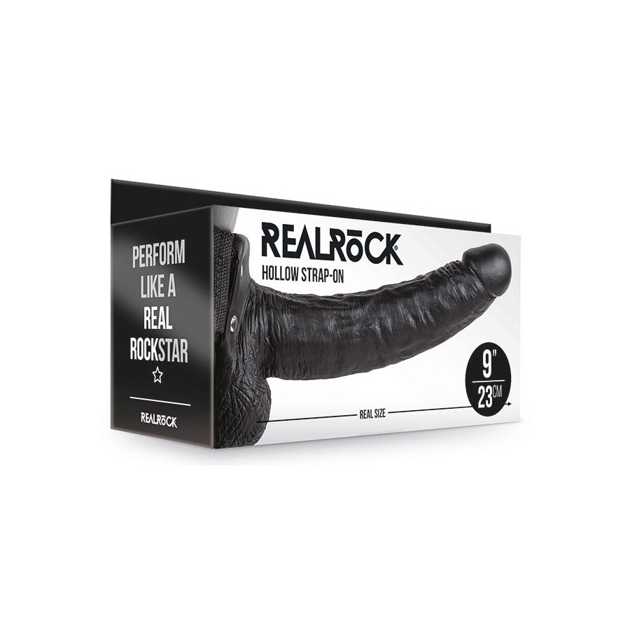 Gode ceinture creux HOLLOW STRAP ON RealRock 23 x 4.5cm Noir