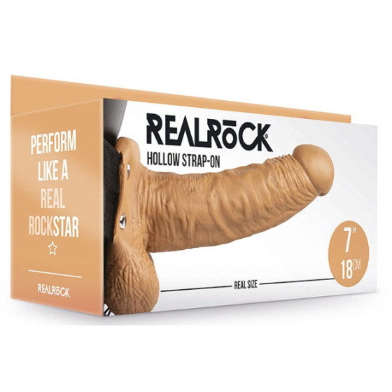 Gode ceinture creux Hollow Strap On RealRock 18 x 4.5cm Latino