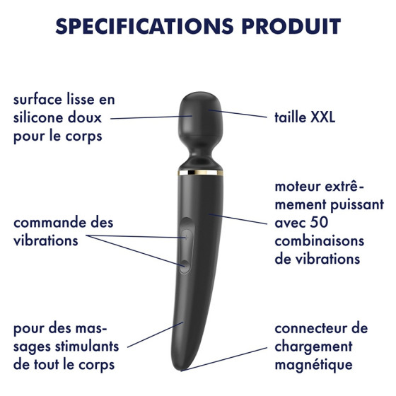 Masseur Wand-er Women Noir - Tête 78mm