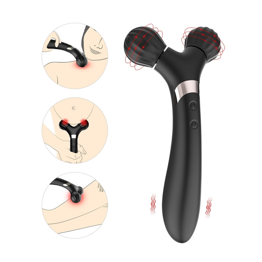 Wand à roulettes et Vibro Twig 22cm Noir