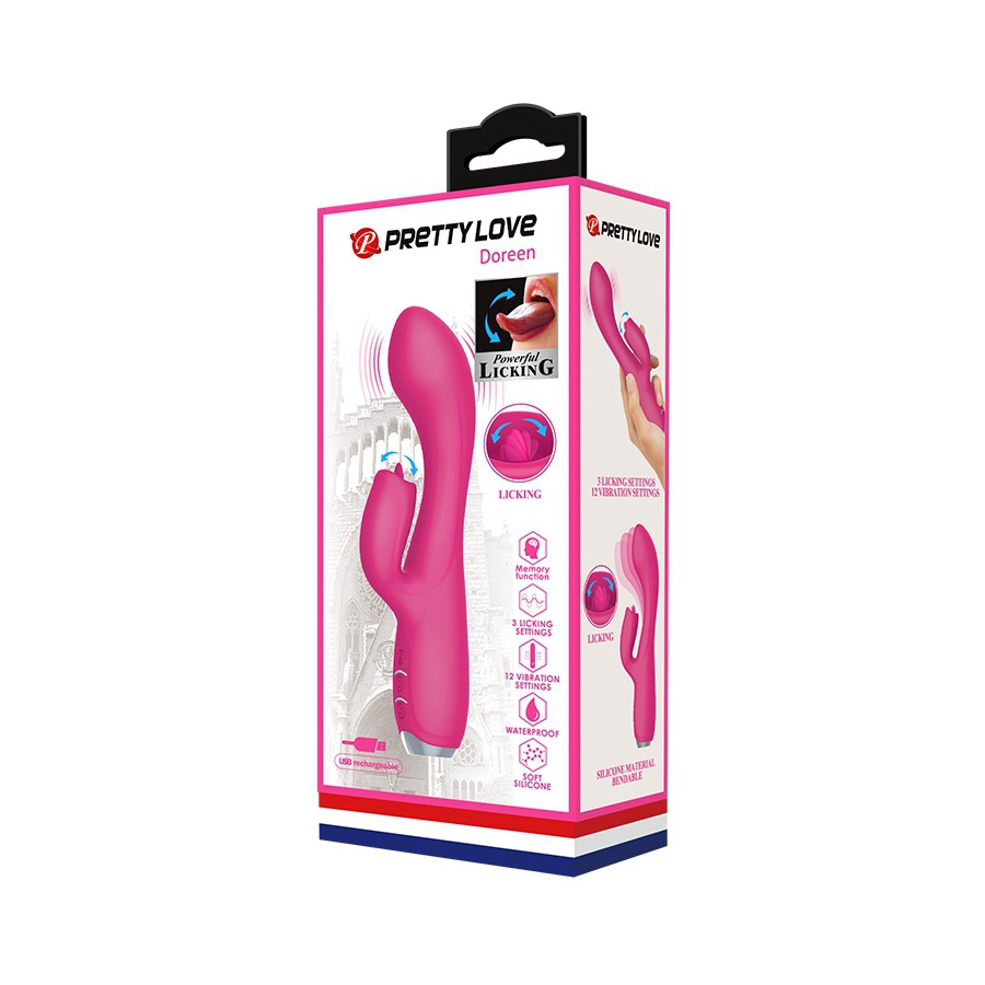 Vibro Rabbit Licking Doreen Pretty Love 12 x 3.8 cm Rose