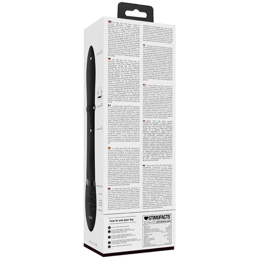 Vibro Rabbit Halo 24.5 x3.5cm Noir