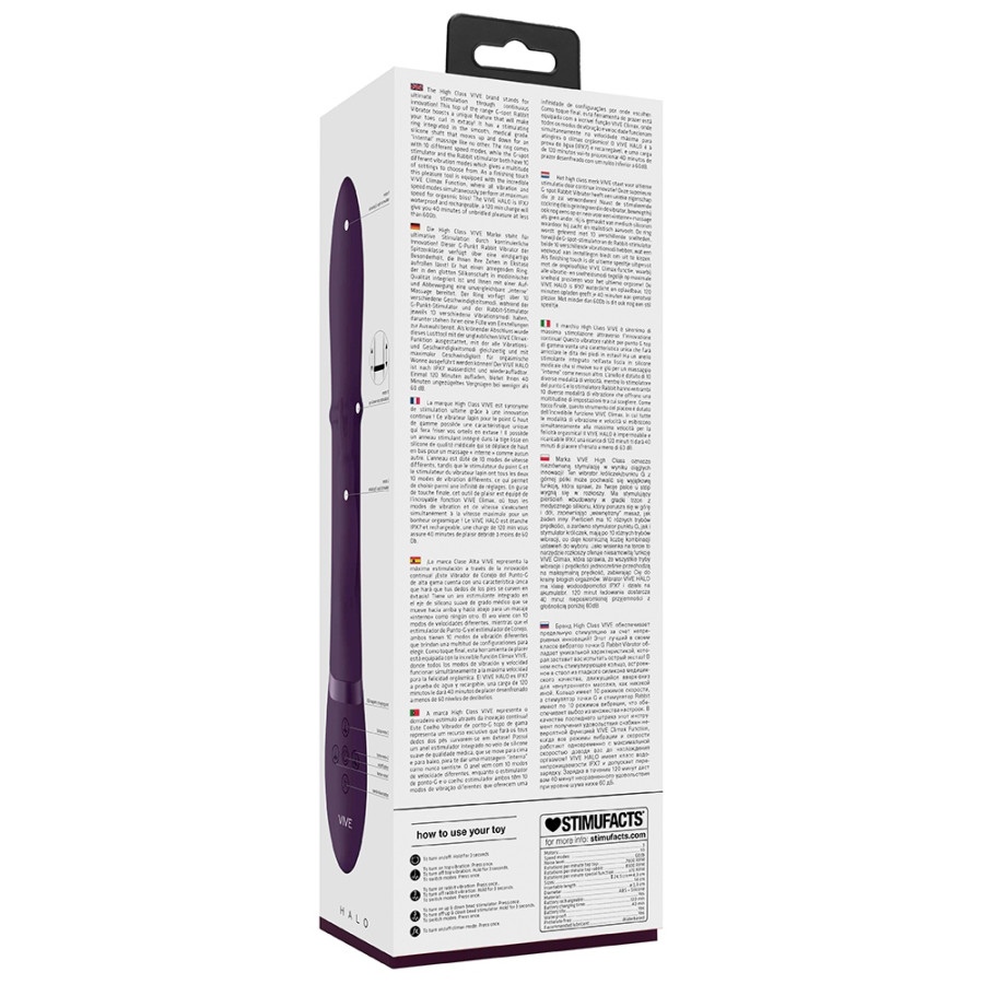 Vibro Rabbit Halo 24.5 x 3.5cm Violet