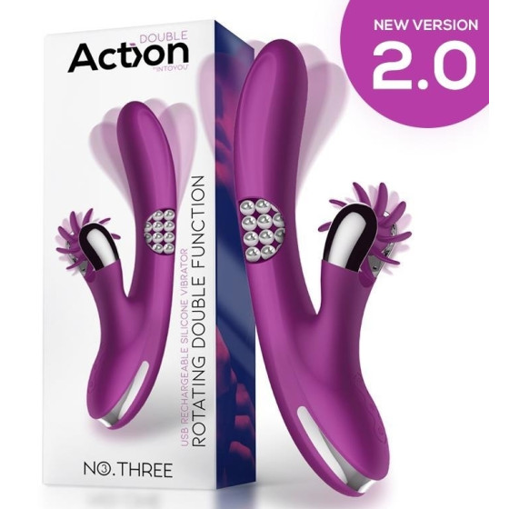 Vibro Rabbit Rotating Double 10 x 3.5cm Violet