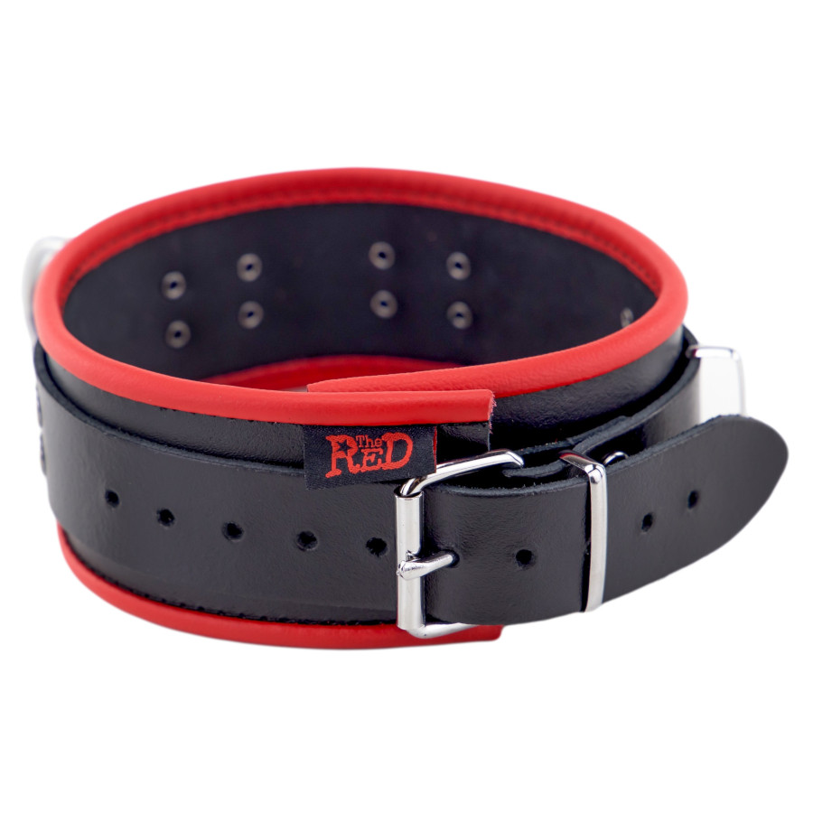 Collier en cuir avec 3 Anneaux D Rouge