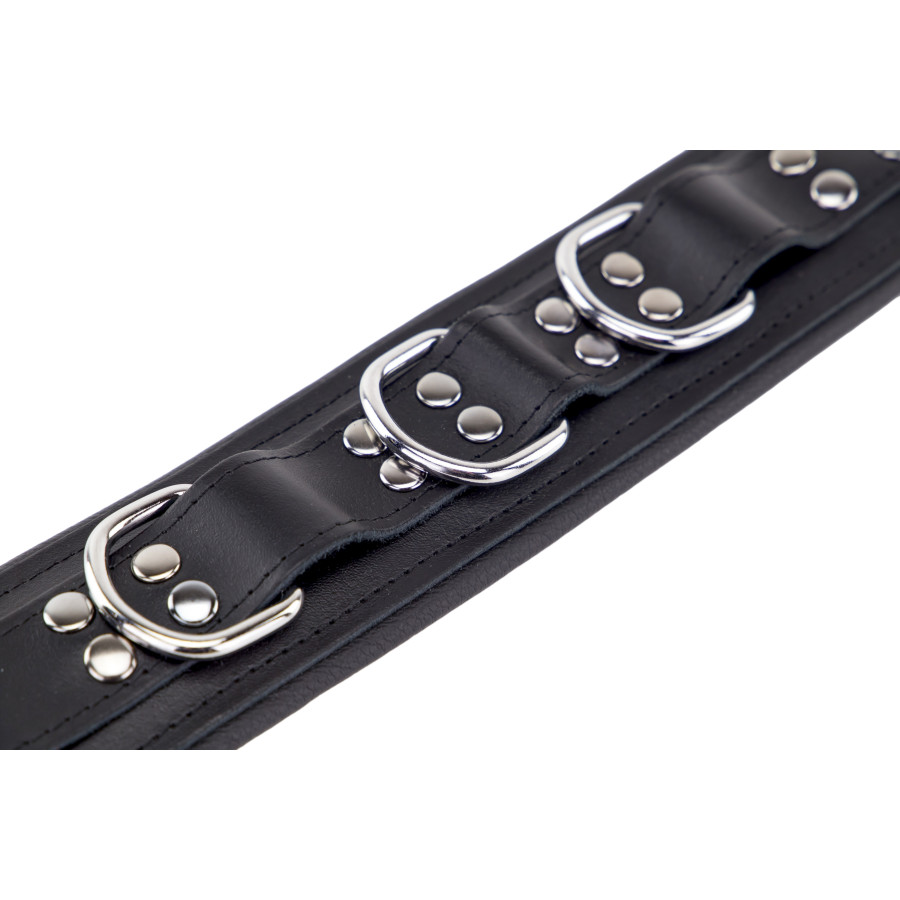 Collier rembourré en cuir avec Anneaux D Noir 