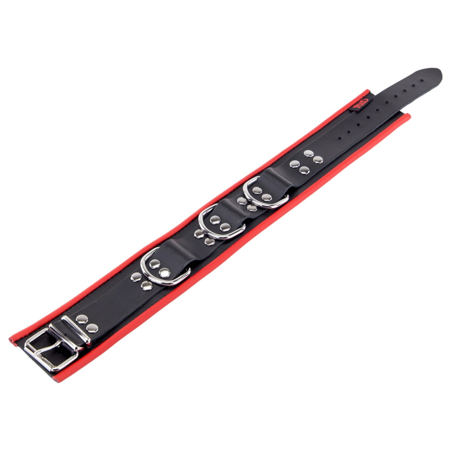 Collier en cuir avec 3 Anneaux D Rouge