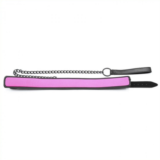 Collier + Laisse Noir - Rose