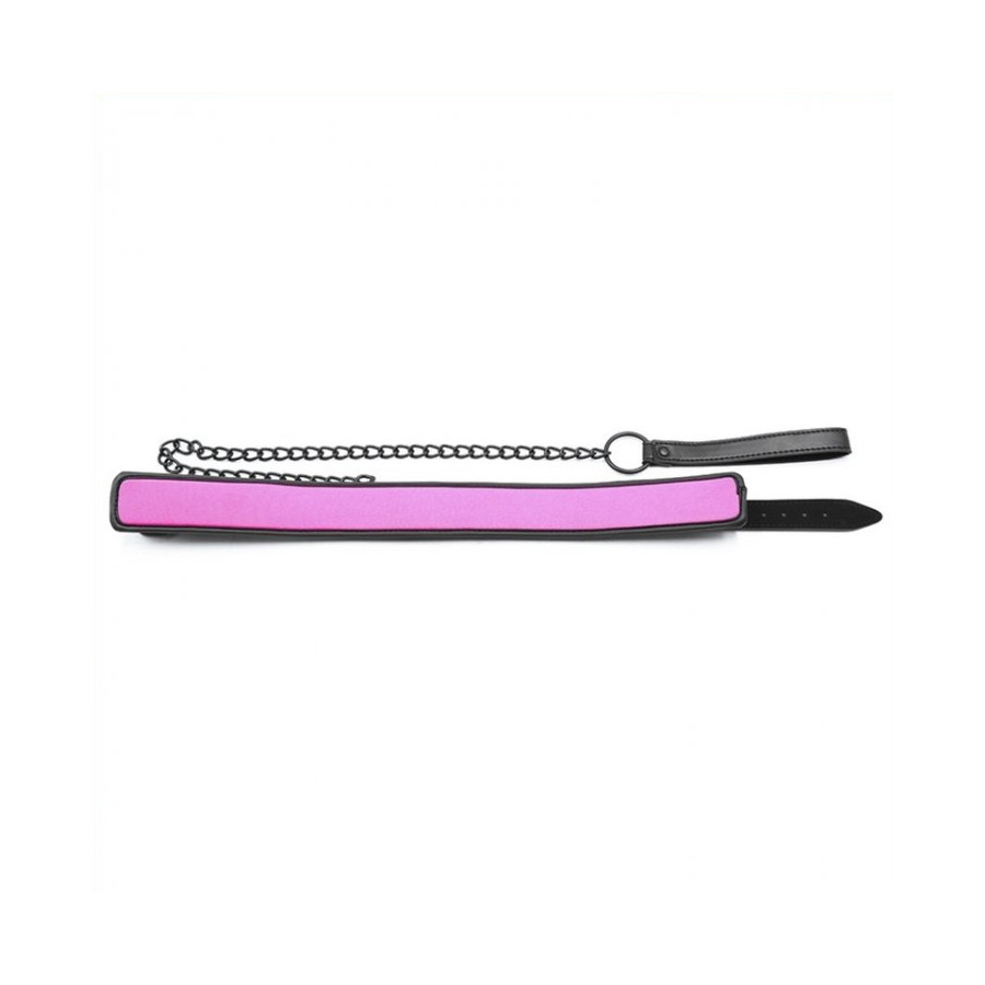 Collier + Laisse Noir - Rose