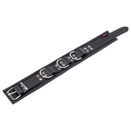 Collier en cuir 3 anneaux D Noir