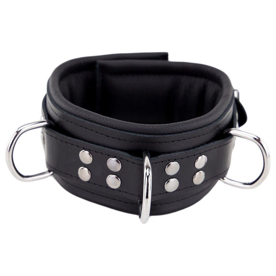 Collier rembourré en cuir avec Anneaux D Noir 