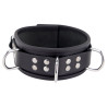 Collier en cuir 3 anneaux D Noir