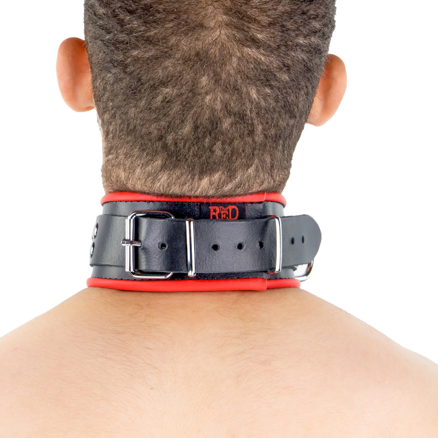 Collier en cuir avec 3 Anneaux D Rouge