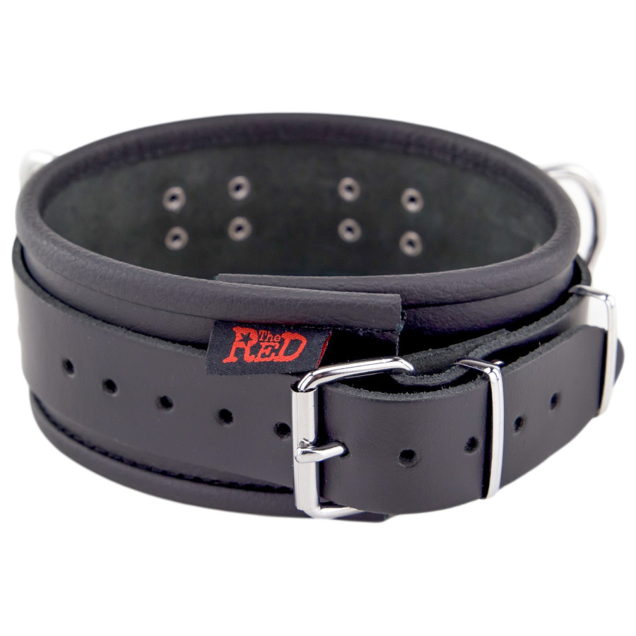Collier en cuir 3 anneaux D Noir