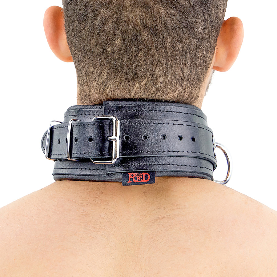 Collier rembourré en cuir avec Anneaux D Noir 