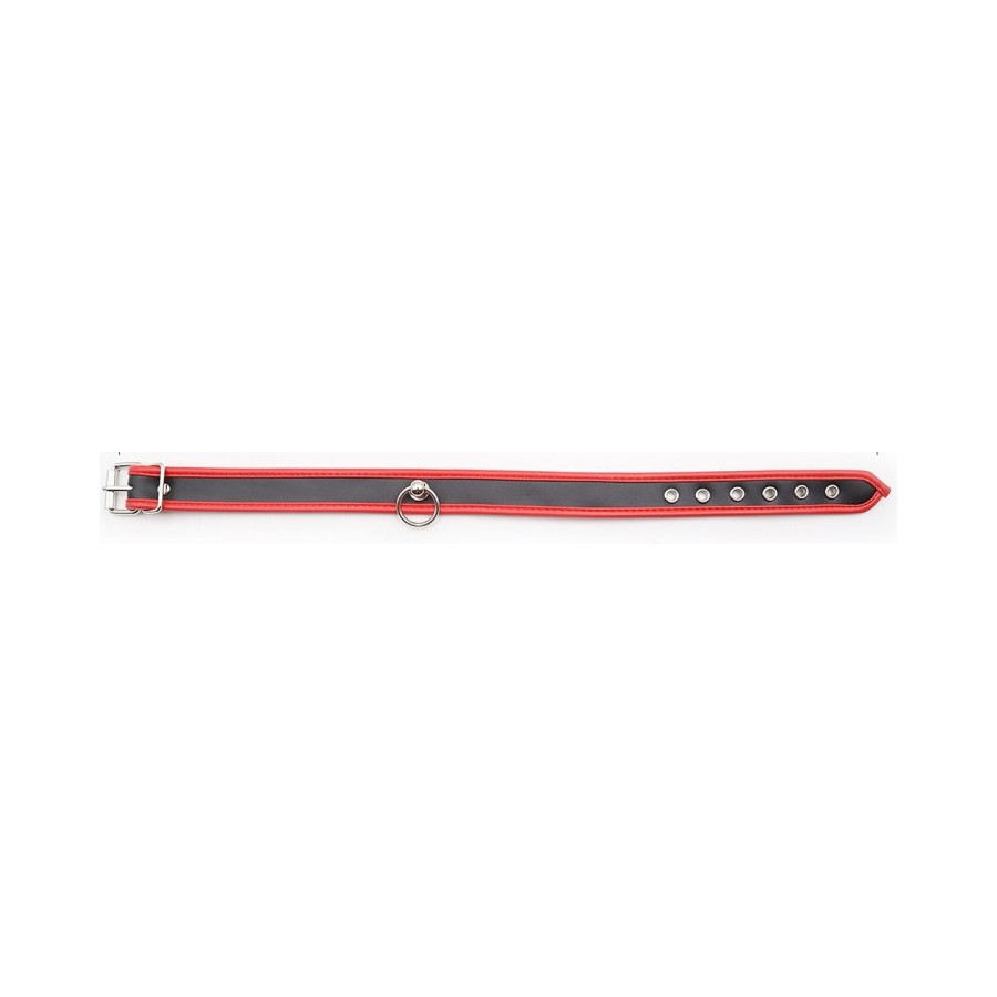 Collier O Ring Simili Noir-Rouge