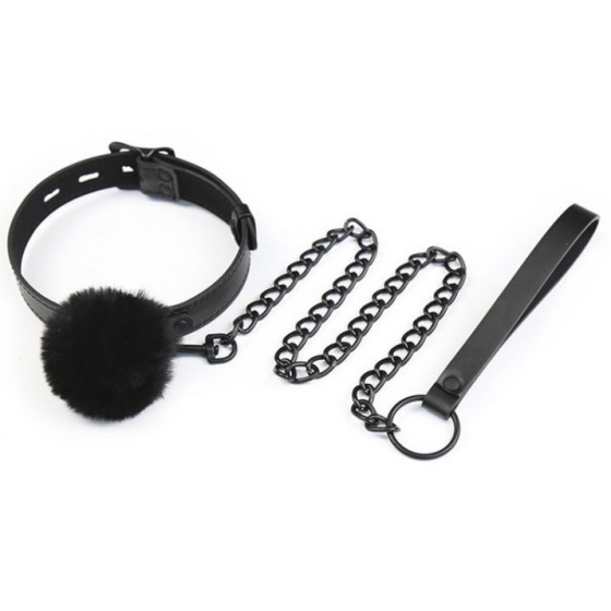 Collier et Laisse Ball Top Noir