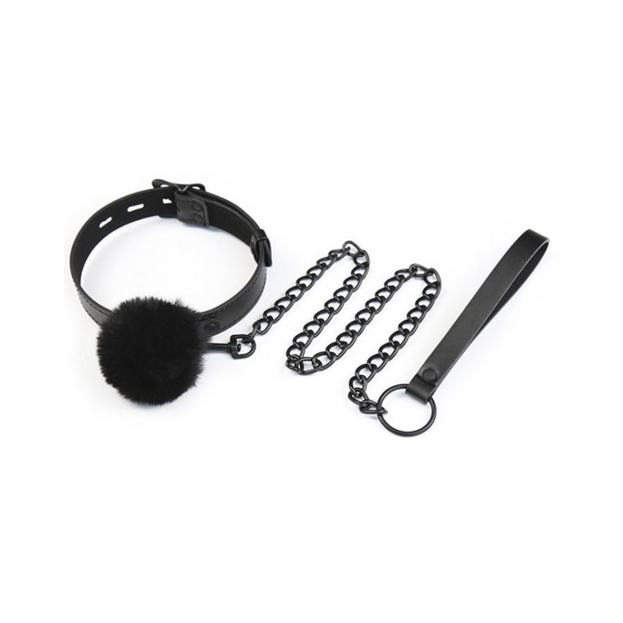 Collier et Laisse Ball Top Noir