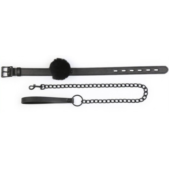 Collier et Laisse Ball Top Noir