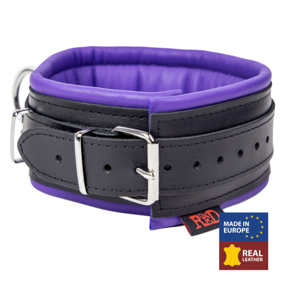 Collier rembourré en cuir 3 Anneaux D Violet