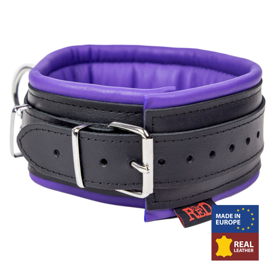 Collier rembourré en cuir 3 Anneaux D Violet Collier rembourré en cuir 3 Anneaux D Violet