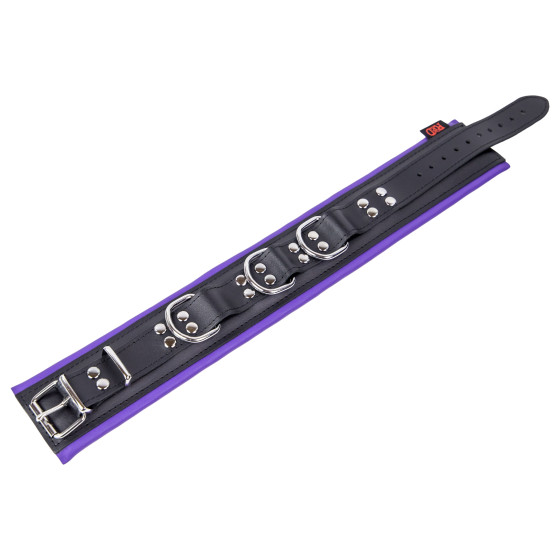 Collier rembourré en cuir 3 Anneaux D Violet