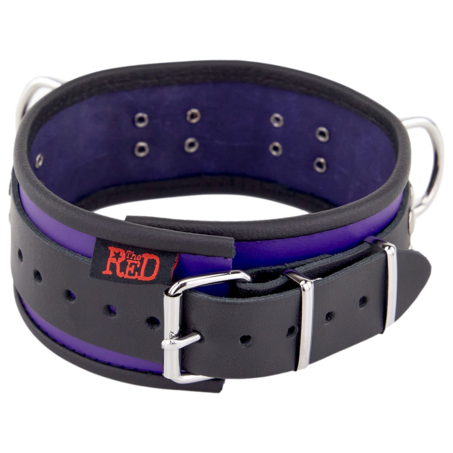 Collier en cuir 3 Anneaux D Violet-Noir
