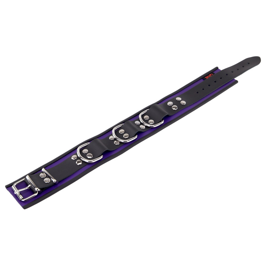 Collier en cuir 3 Anneaux D Violet-Noir