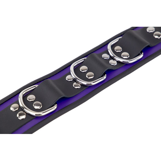Collier en cuir 3 Anneaux D Violet-Noir