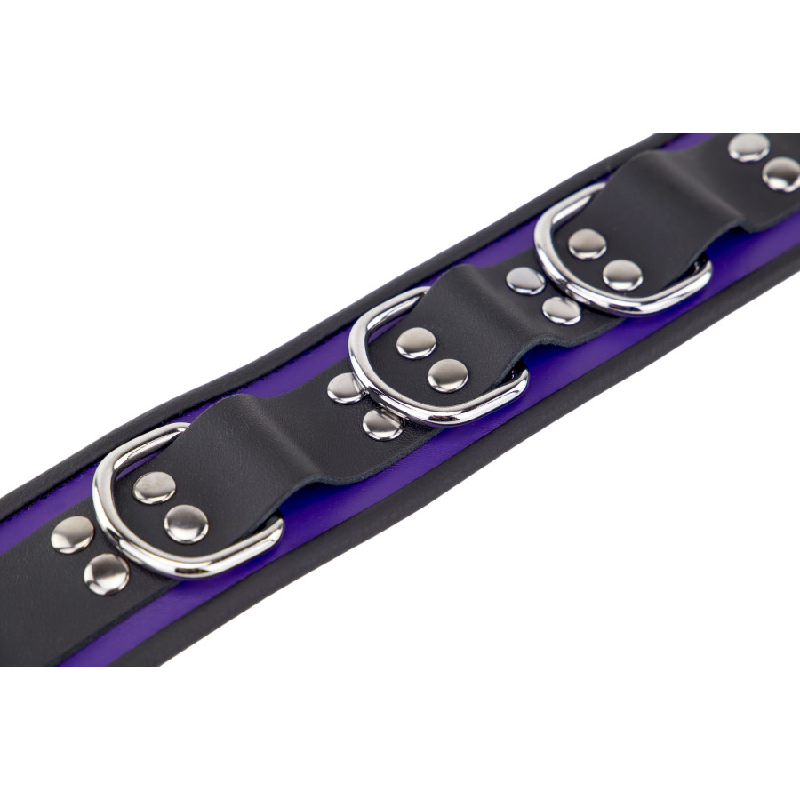 Collier en cuir 3 Anneaux D Violet-Noir