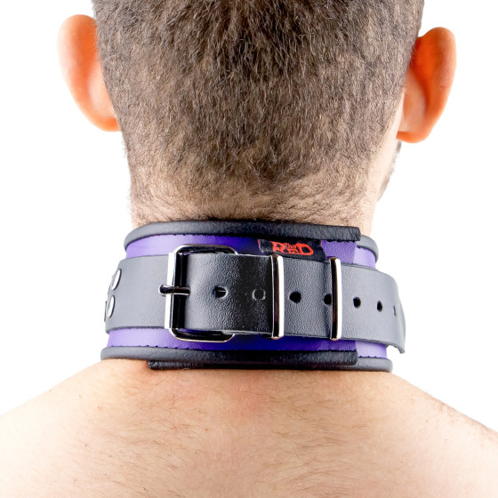 Collier en cuir 3 Anneaux D Violet-Noir