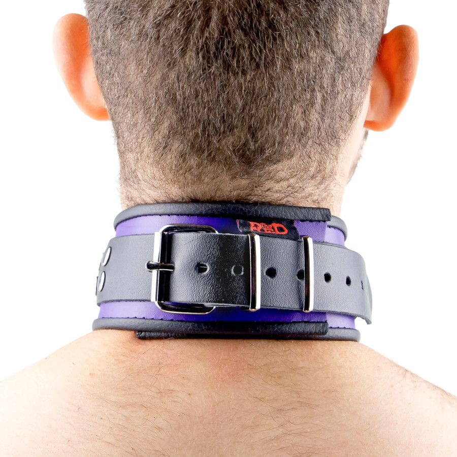 Collier en cuir 3 Anneaux D Violet-Noir