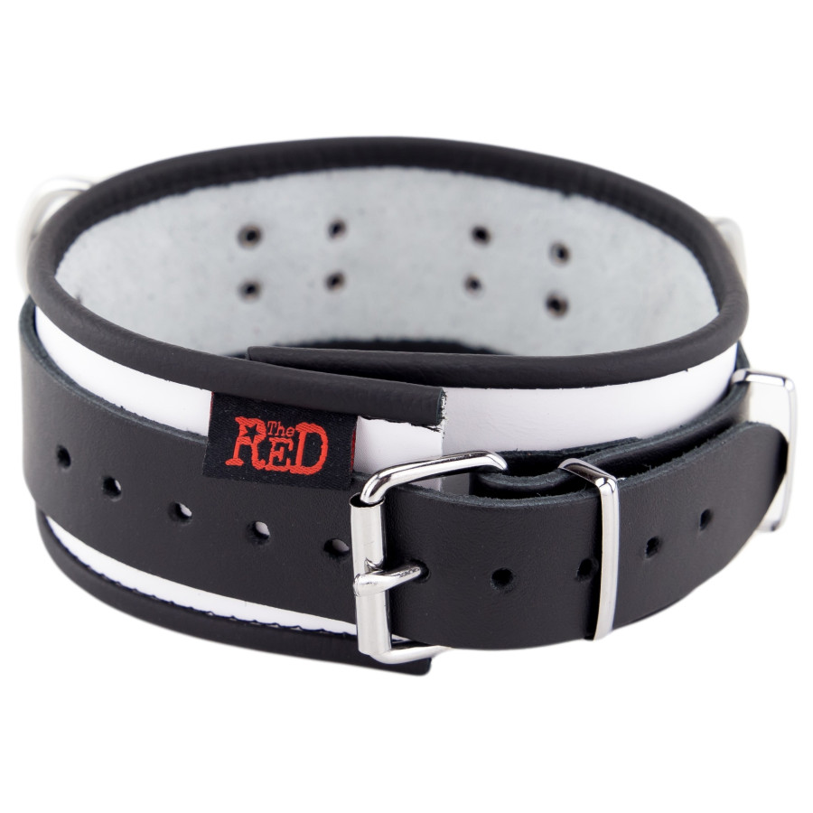 Collier en cuir 3 Anneaux D Blanc-Noir