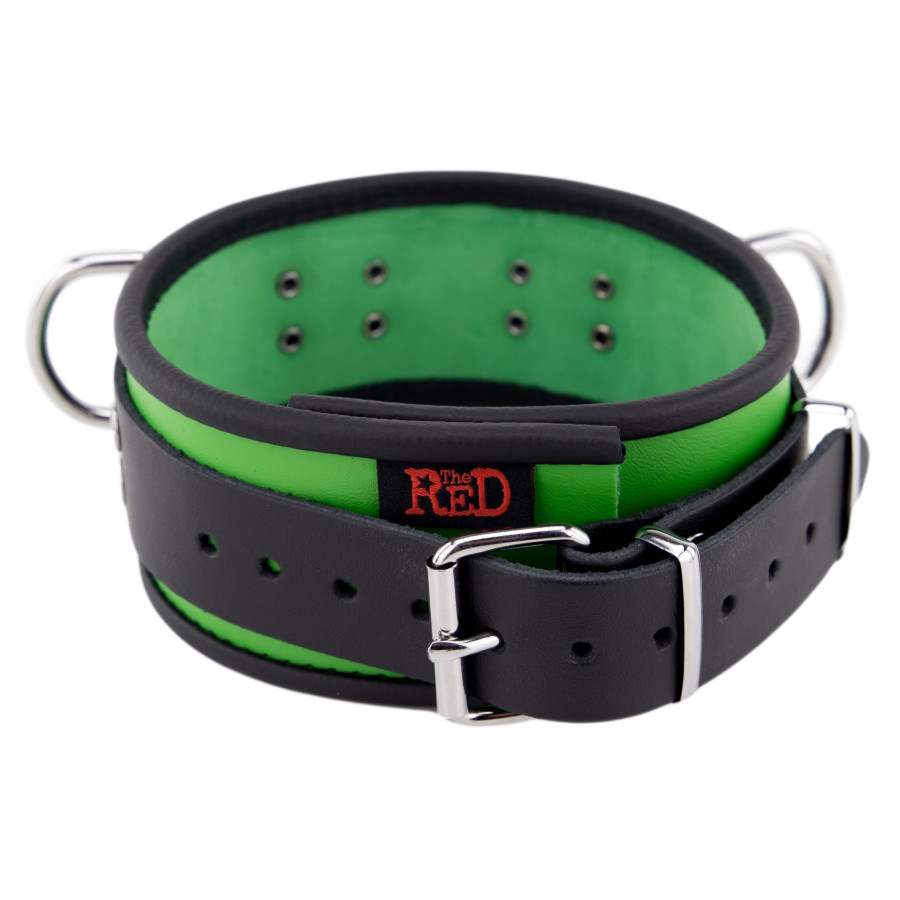 Collier en cuir 3 Anneaux D Vert-Noir