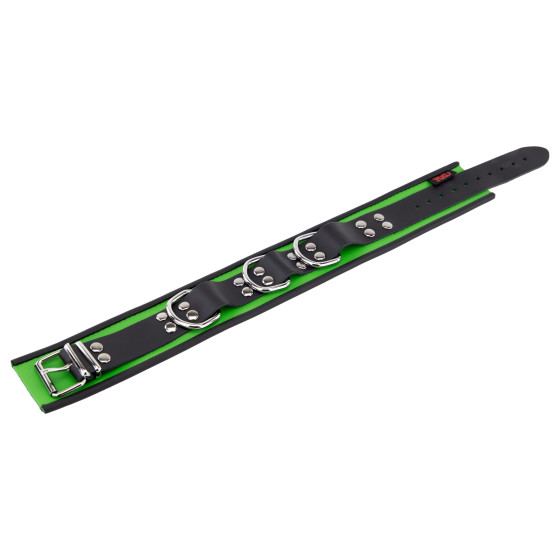Collier en cuir 3 Anneaux D Vert-Noir