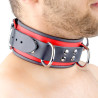 Collier en cuir 3 Anneaux D Rouge-Noir