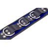 Collier en cuir - 3 anneaux D - Bleu/Noir