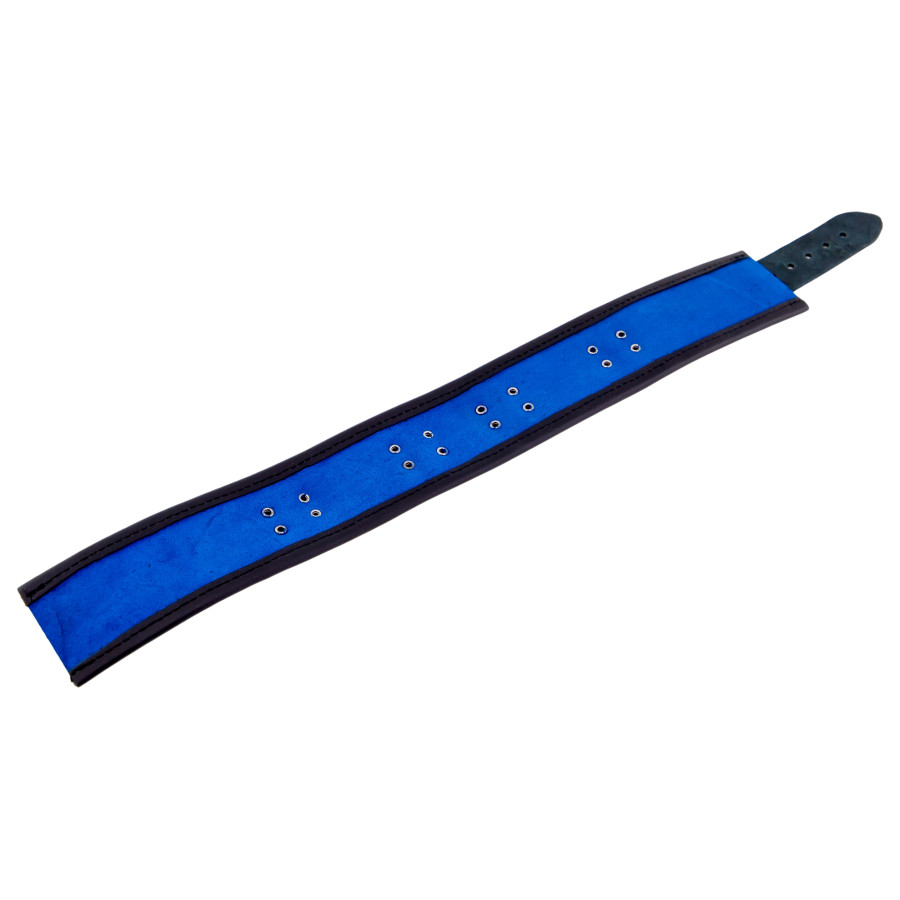 Collier en cuir - 3 anneaux D - Bleu/Noir