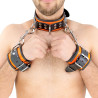Collier en cuir 3 Anneaux D Orange-Noir