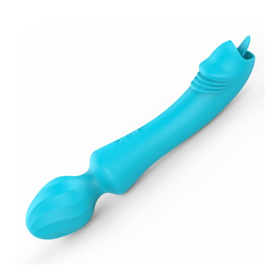 Wand Vibrant avec Langue Magic Head 20cm Turquoise