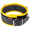 Collier en cuir - 3 anneaux D - Noir/ Jaune