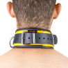 Collier en cuir - 3 anneaux D - Noir/ Jaune