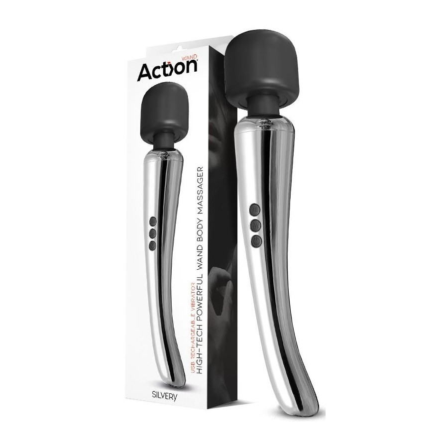 Stimulateur Wand Silvery 30 cm - Tête 55 mm Argenté