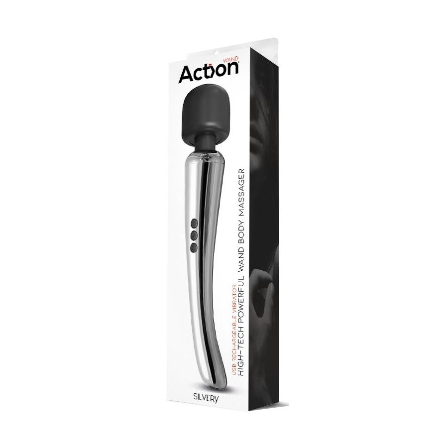 Stimulateur Wand Silvery 30 cm - Tête 55 mm Argenté