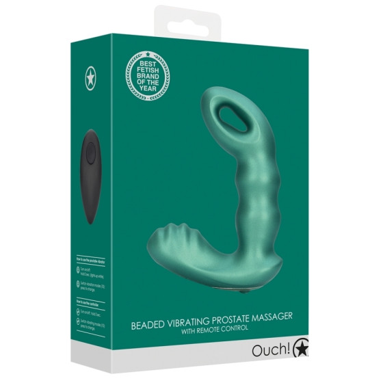 Beaded Prostate Stimulator 10 x 3.5cm Metallic Green