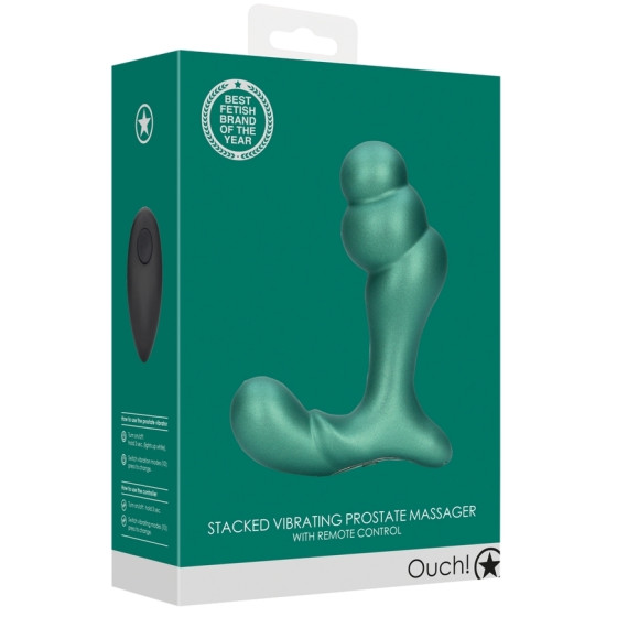 Stacked Prostate Stimulator 10 x 3.6 cm Metallic green