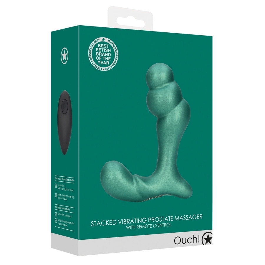 Stacked Prostate Stimulator 10 x 3.6 cm Metallic green
