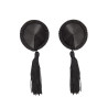 Cache-Tétons Satin avec Pompon Nipple Couture Noir