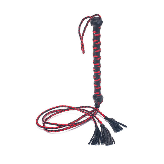 Fouet Triple Lanières 50cm Noir-Rouge