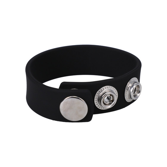 Cockring ajustable en silicone The Silicone 3 Snap Noir